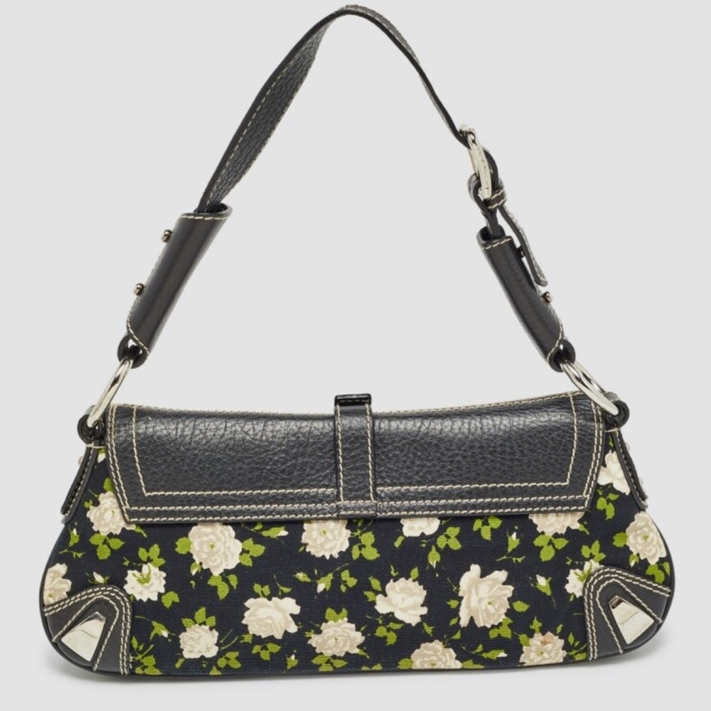 Dolce & Gabbana Floral Canvas & Leather Shoulder Bag Black Multi EUC MSRP $2200 - Picture 3 of 16